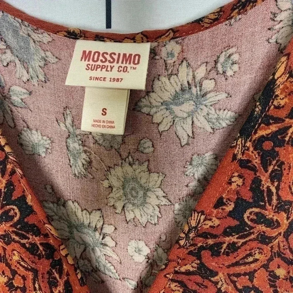 Mossimo Gauze Rust Burnt Orange Sunflower Summer Boho Romper w/ pockets - Picture 9 of 9